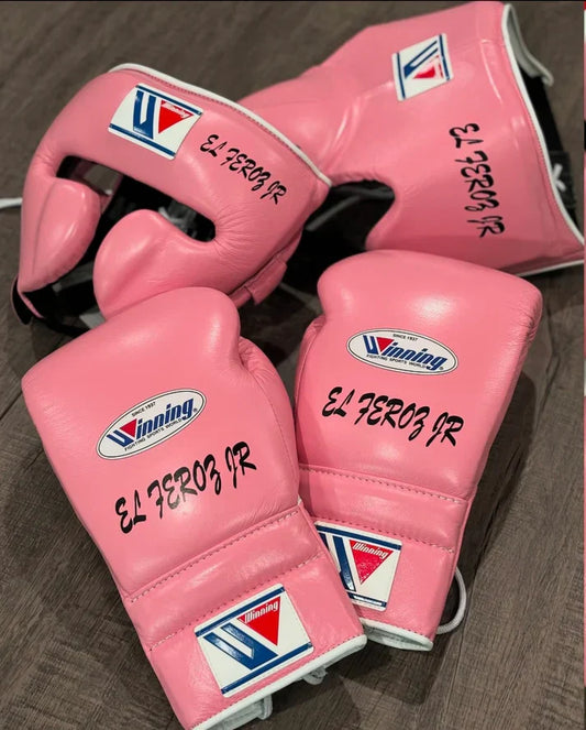 Winning Boxing Gloves Set Pink Premium Leather