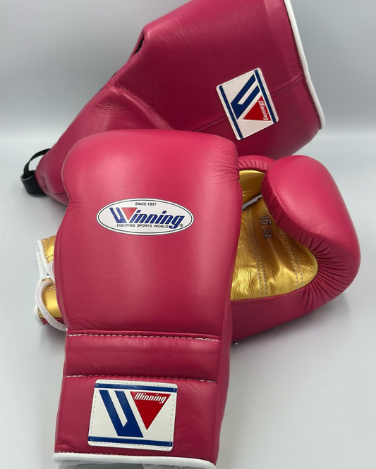 Winning Boxing Gloves Set Dark-Pink/Gold Sparring Set