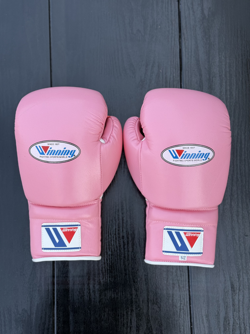 Winning Boxing Gloves Set Pink/Grey Customizable