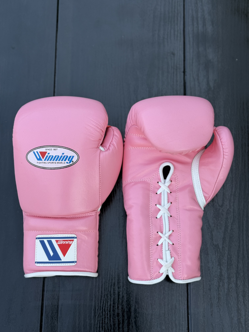 Winning Boxing Gloves Set Pink/Grey Customizable