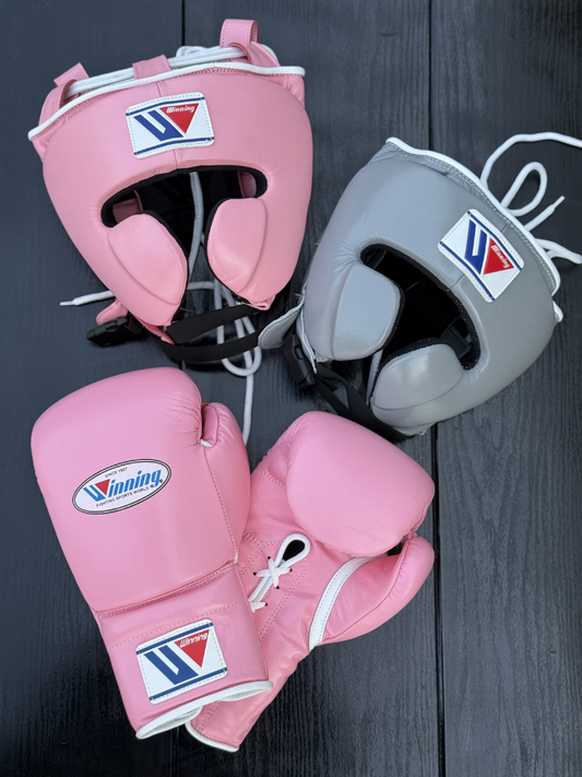 Winning Boxing Gloves Set Pink/Grey Customizable