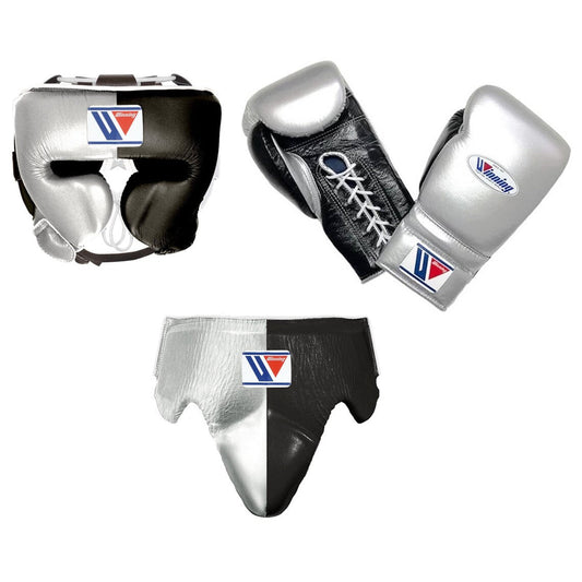 Winning Boxing Gloves Set Black/Silver Custom