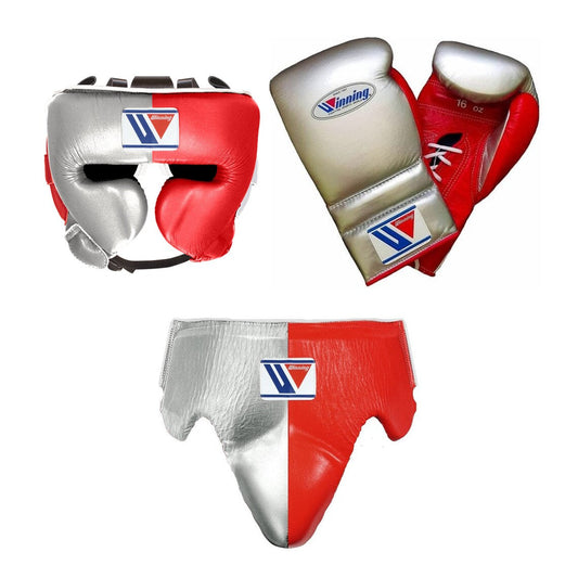 Winning Boxing Gloves Set Silver/Red Boxing Kit