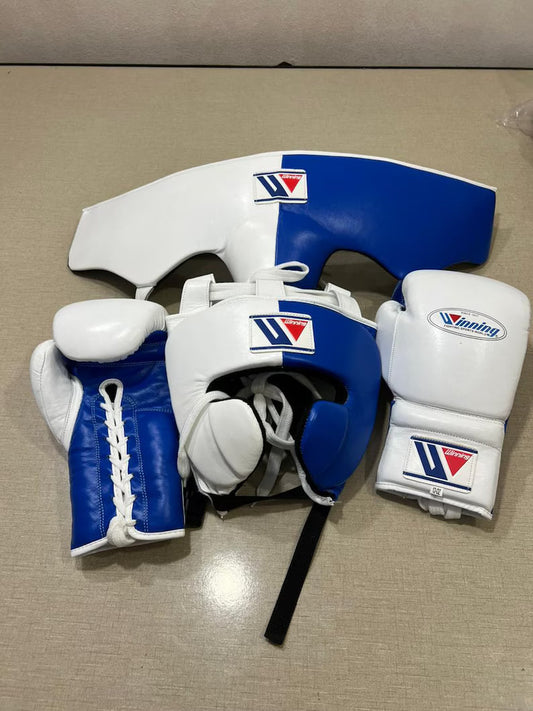 Winning Boxing Gloves Set Blue/White Complete Set