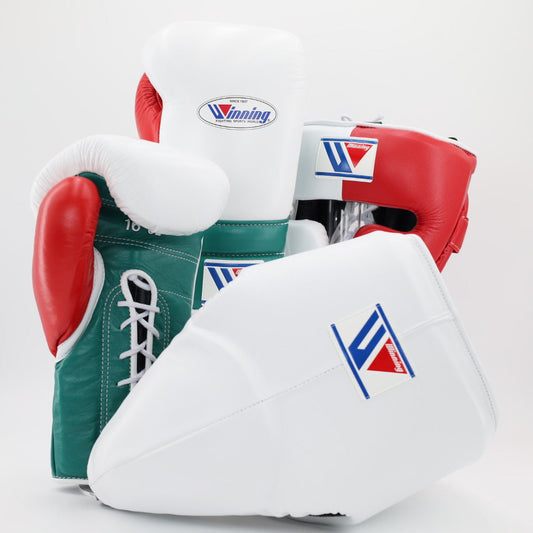 Winning Boxing Gloves Set White/Red/Green Custom Fit