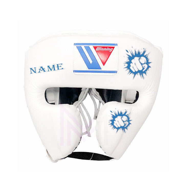 Winning Boxing Gloves Set White/Blue Custom