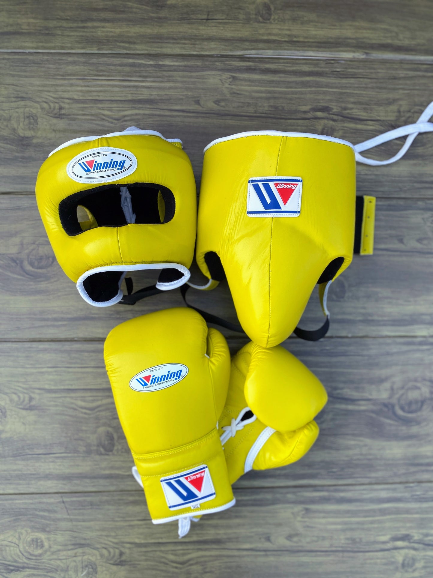 Winning Boxing Gloves Set Yellow Premium Leather
