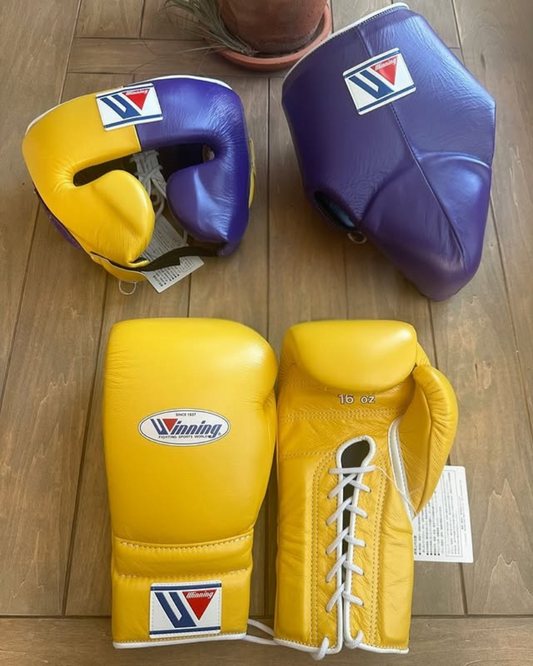 Winning Boxing Gloves Set Yellow/Purple  Custom Fit