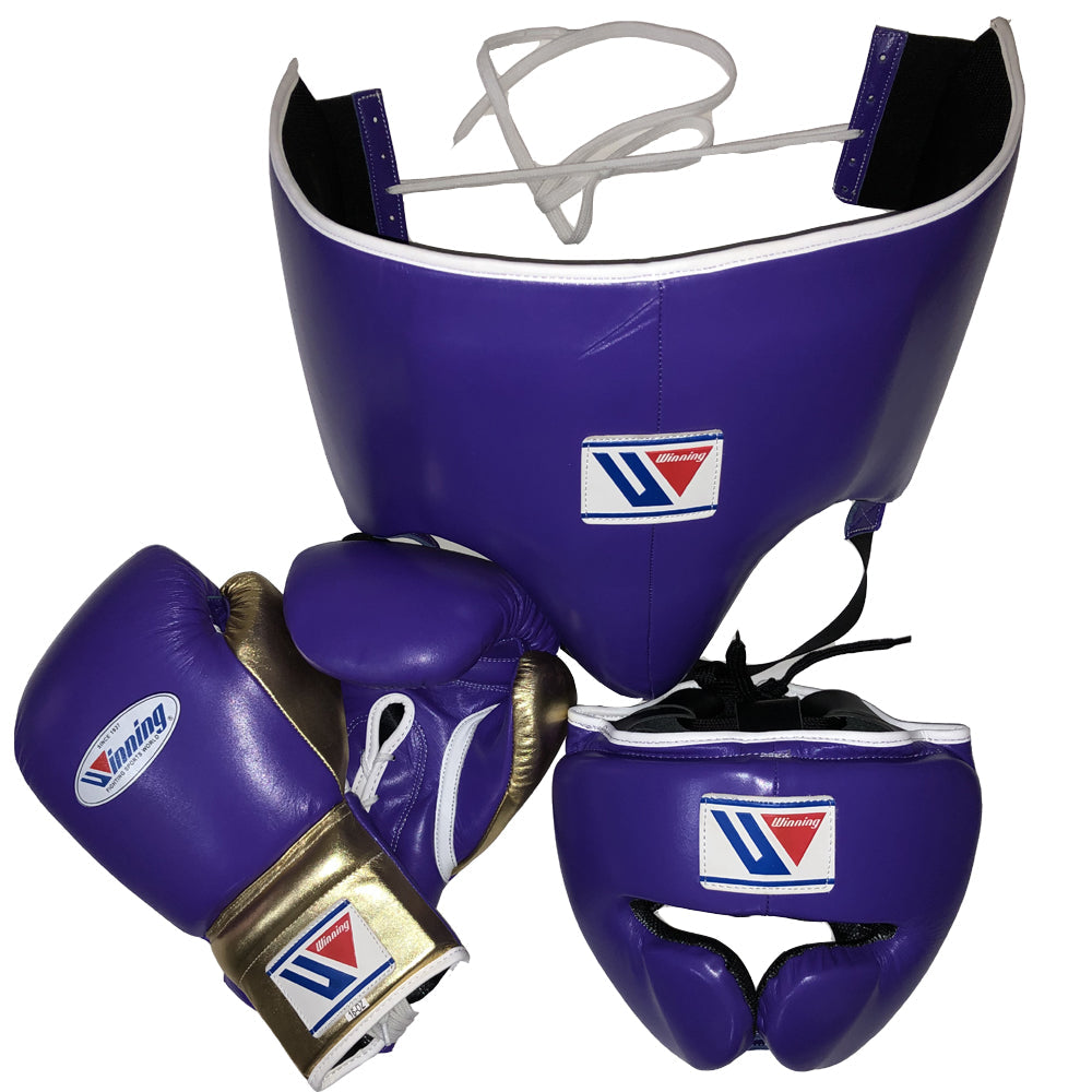 Winning Boxing Gloves Set Purple/Brown Boxing Kit