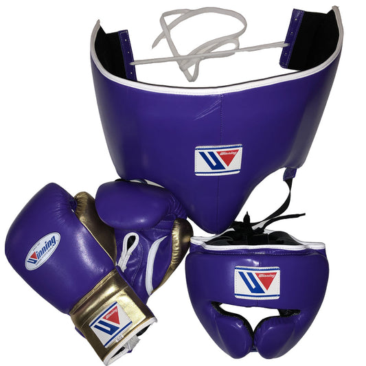 Winning Boxing Gloves Set Purple/Brown Boxing Kit