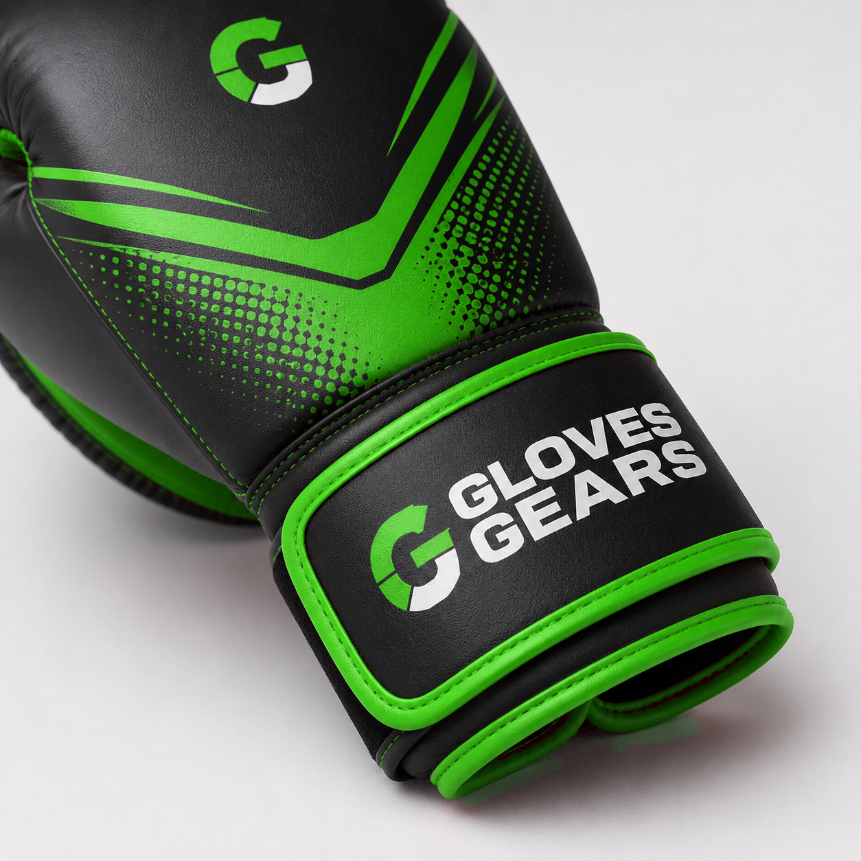 Gloves Gears Neon Strike Training Boxing Gloves Black Neon Green close-up detail view