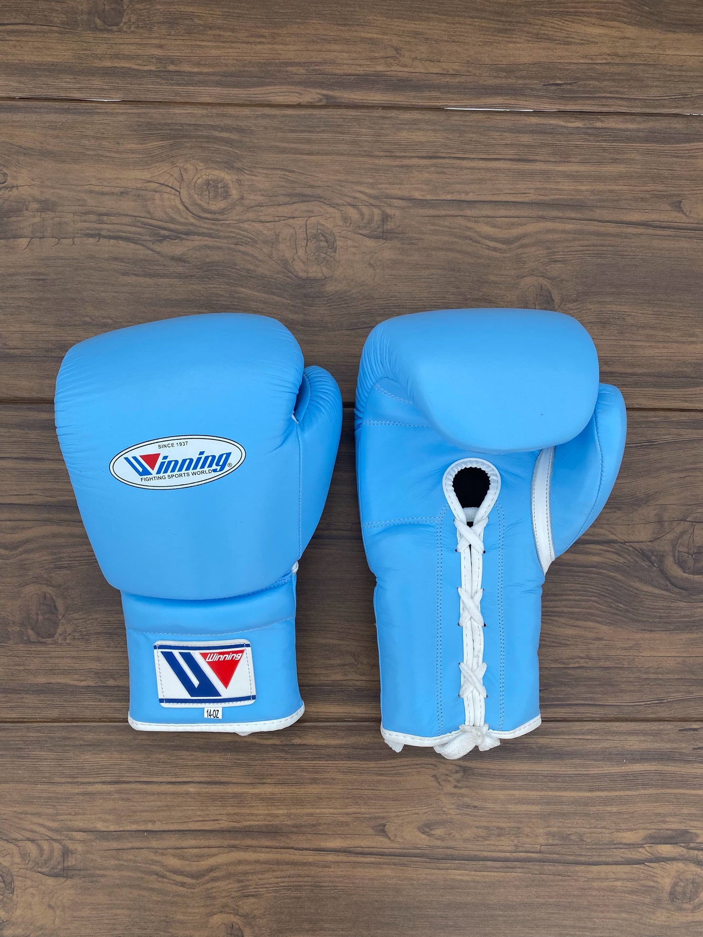 Winning Boxing Gloves Set Sky-Blue Premium Leather